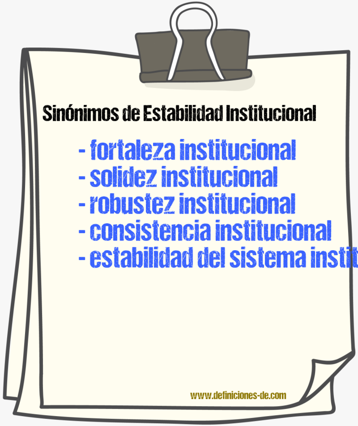Sinónimos de estabilidad institucional