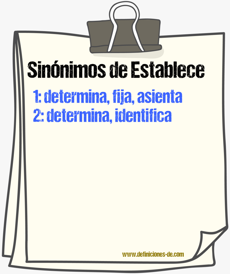 Sinónimos de establece