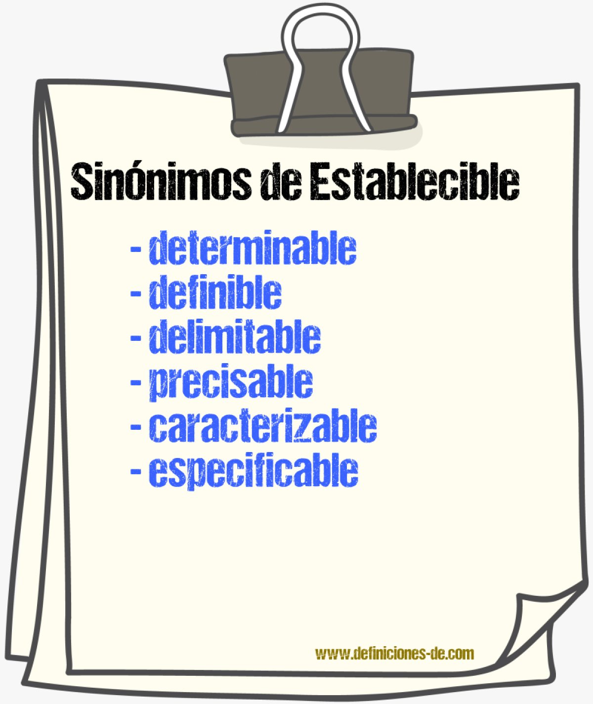 Sinónimos de establecible