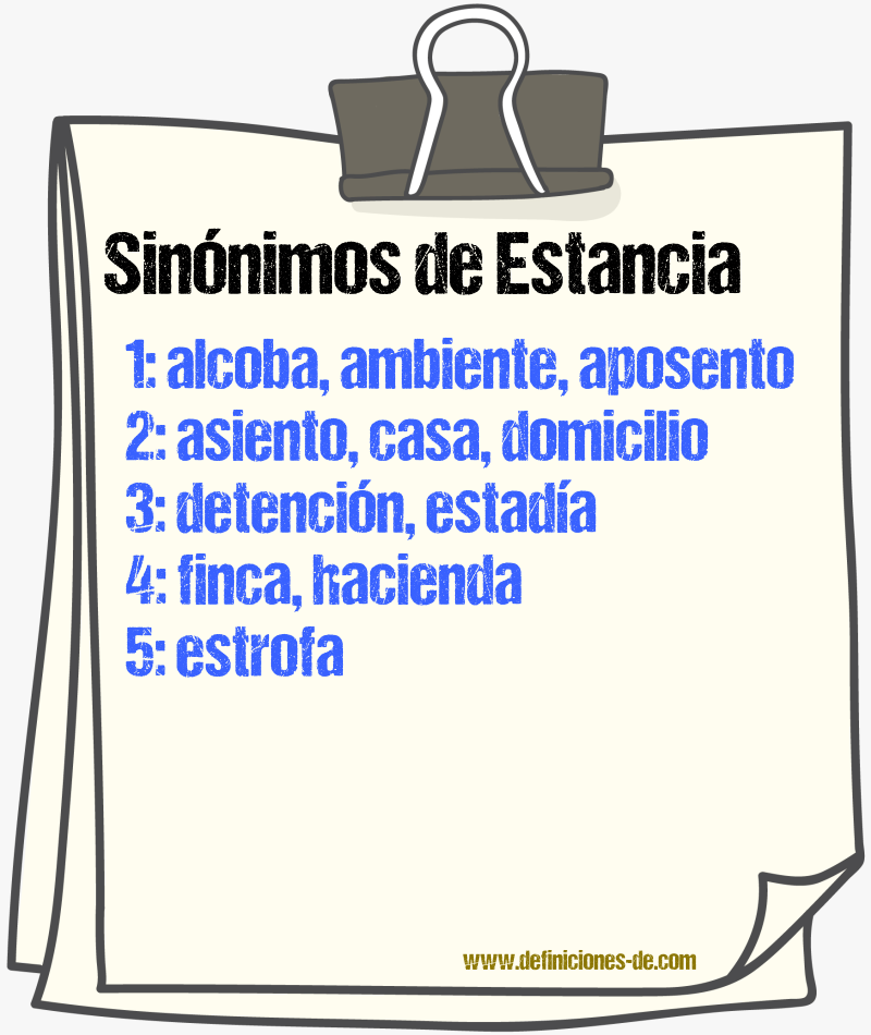 Sinnimos de estancia