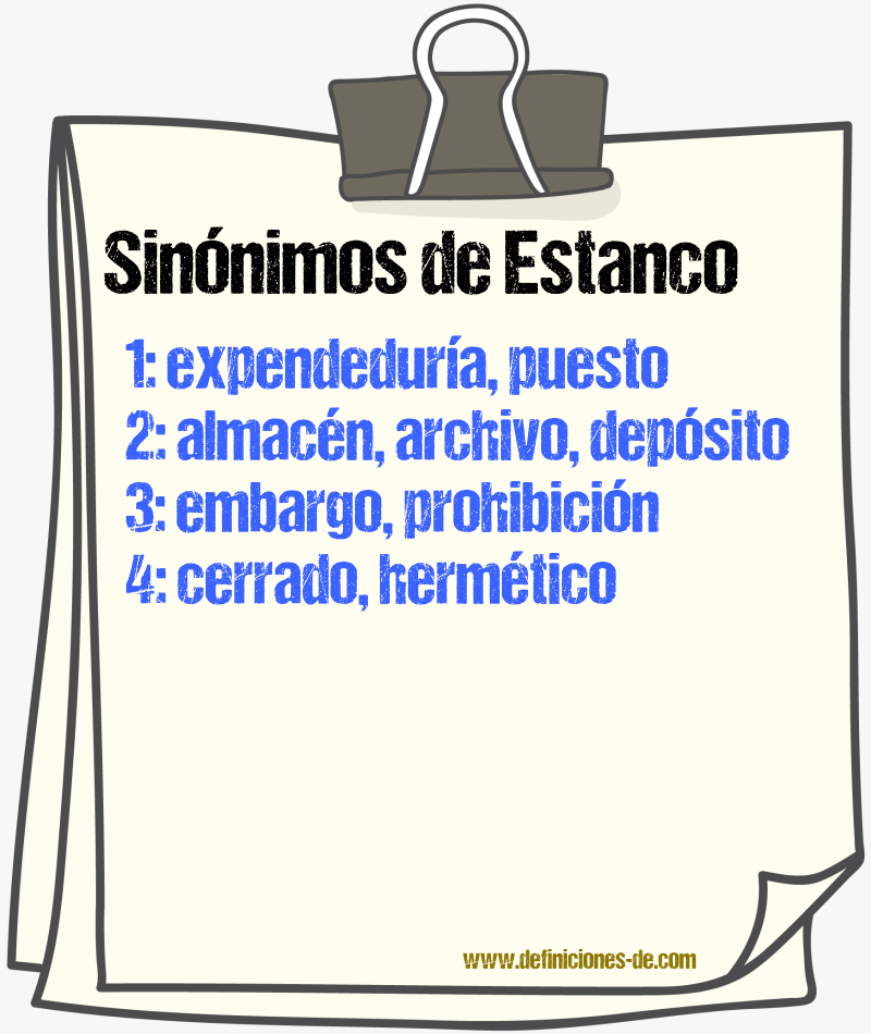 Sinnimos de estanco