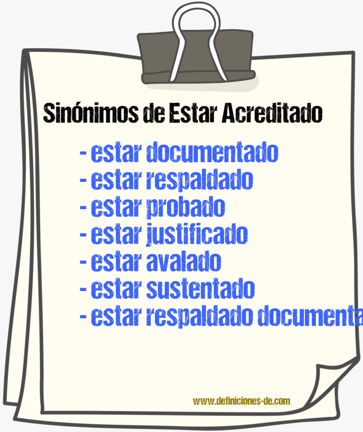 Sinónimos de estar acreditado