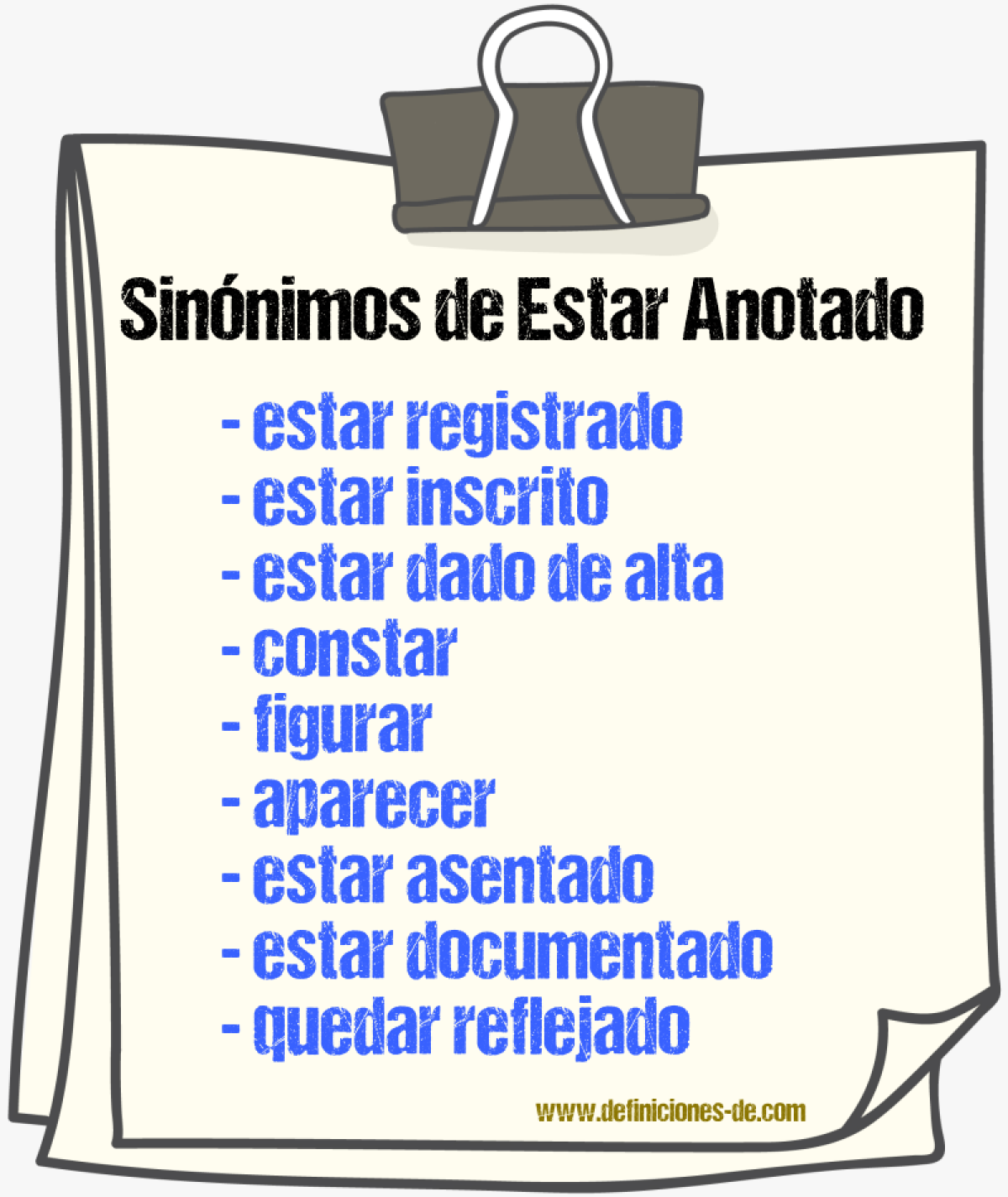 Sinónimos de estar anotado