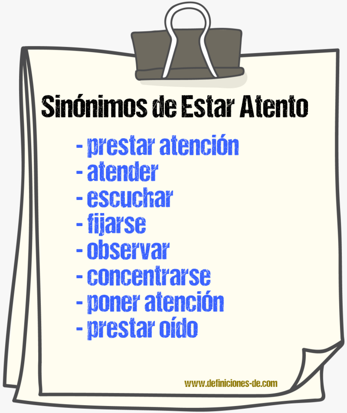 Sinónimos de estar atento
