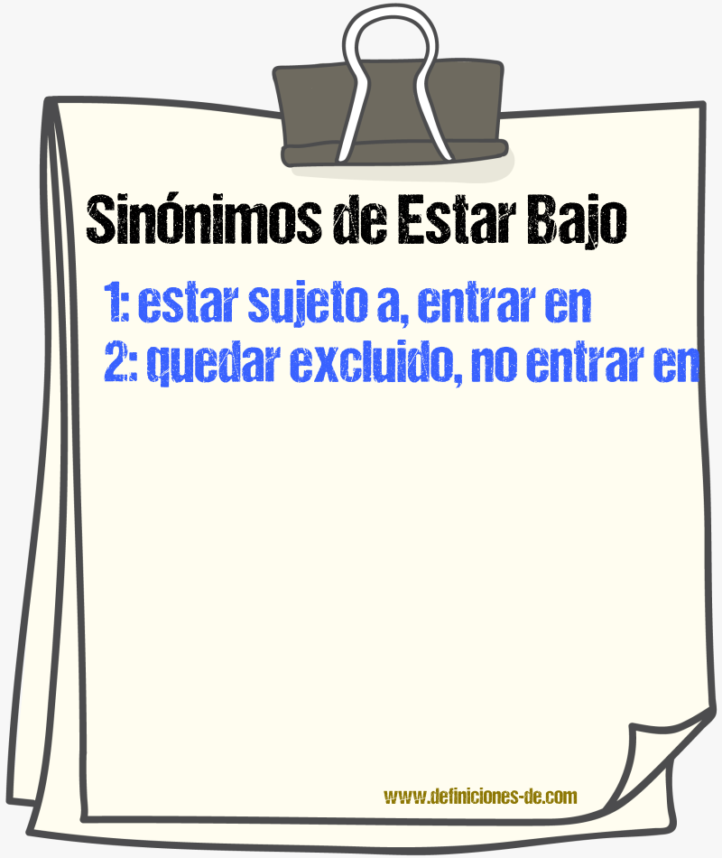 Sinónimos de estar bajo