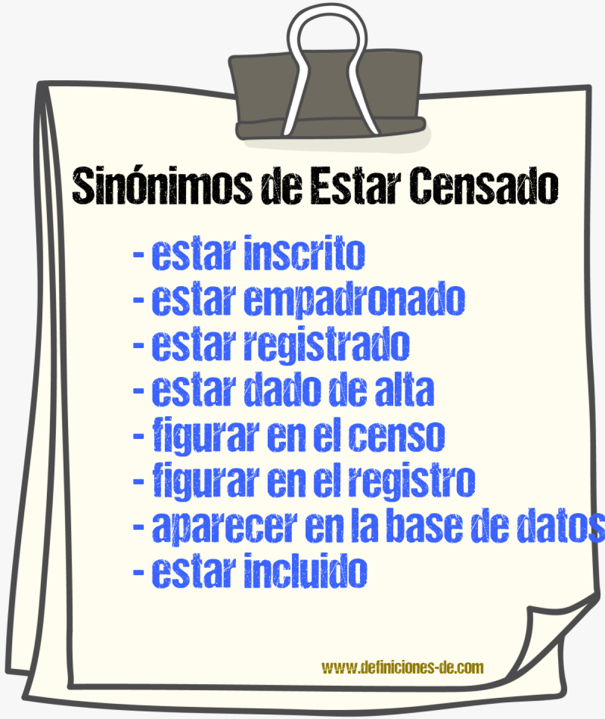 Sinónimos de estar censado