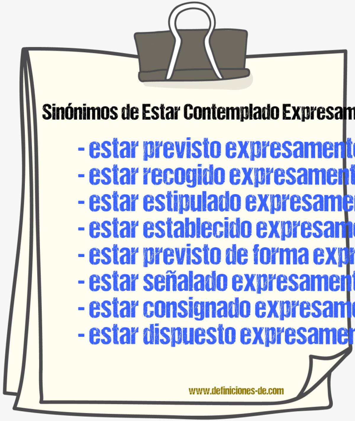 Sinónimos de estar contemplado expresamente