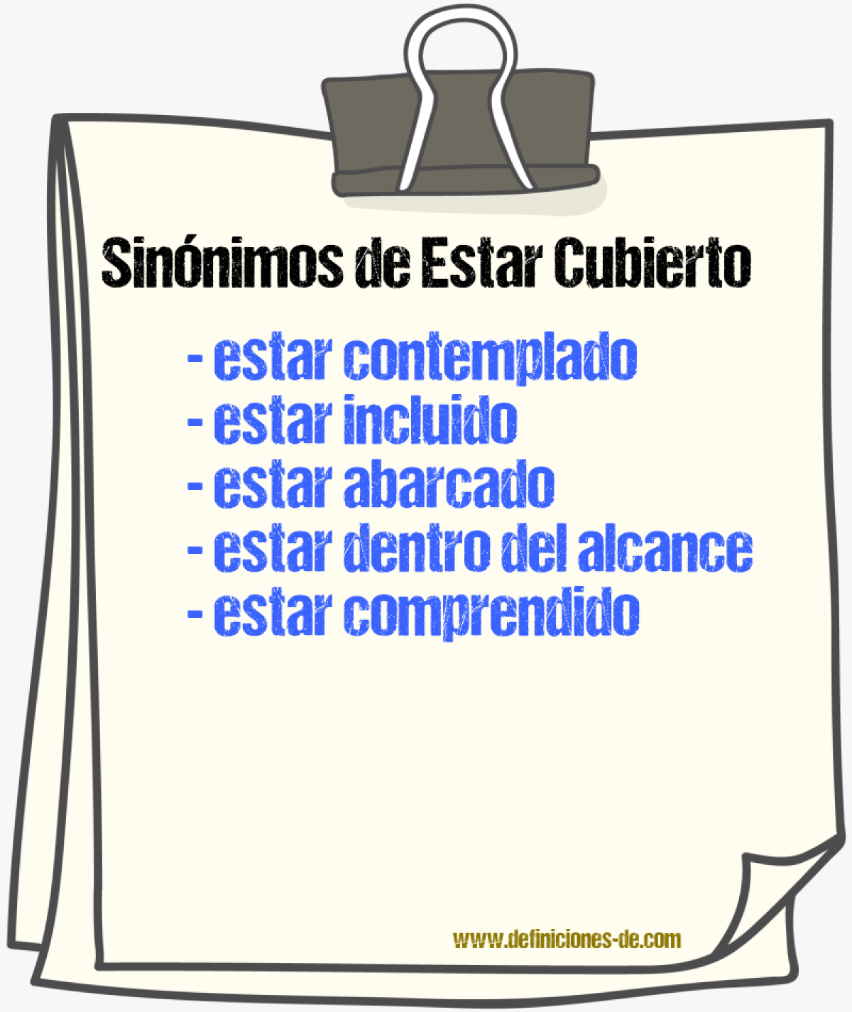Sinónimos de estar cubierto