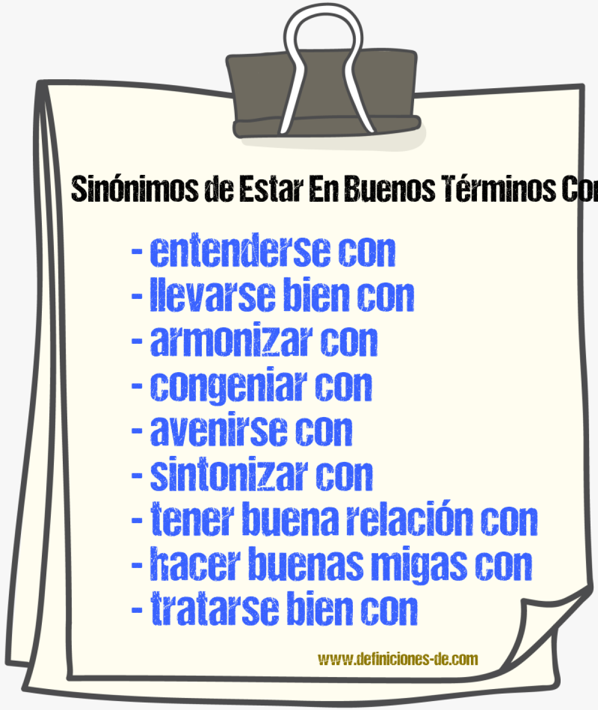 Sinónimos de estar en buenos términos con