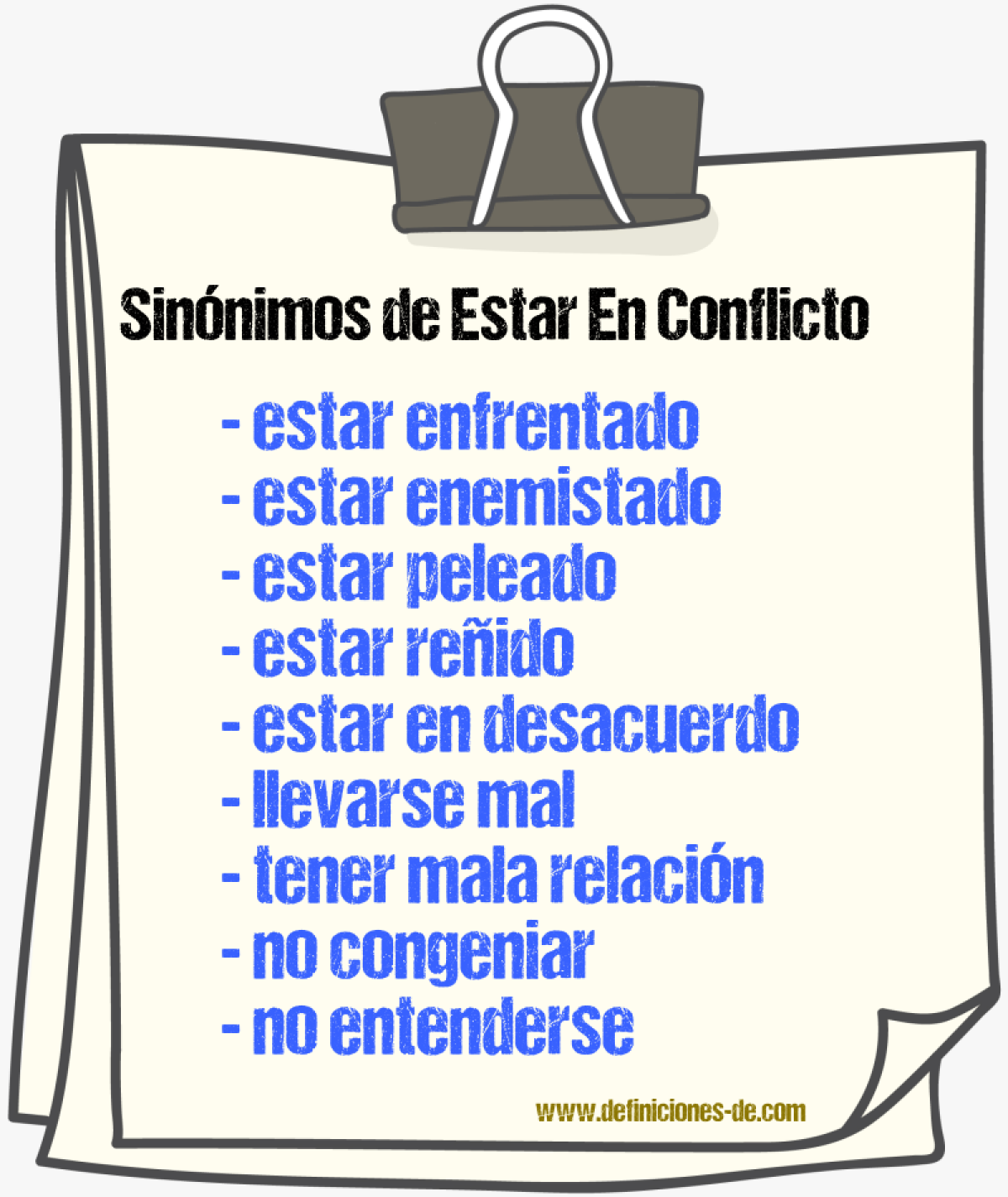 Sinónimos de estar en conflicto
