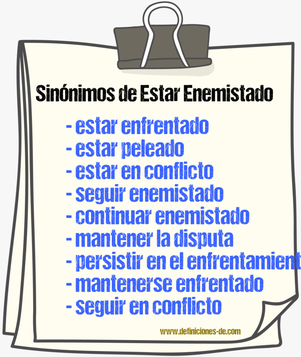 Sinónimos de estar enemistado