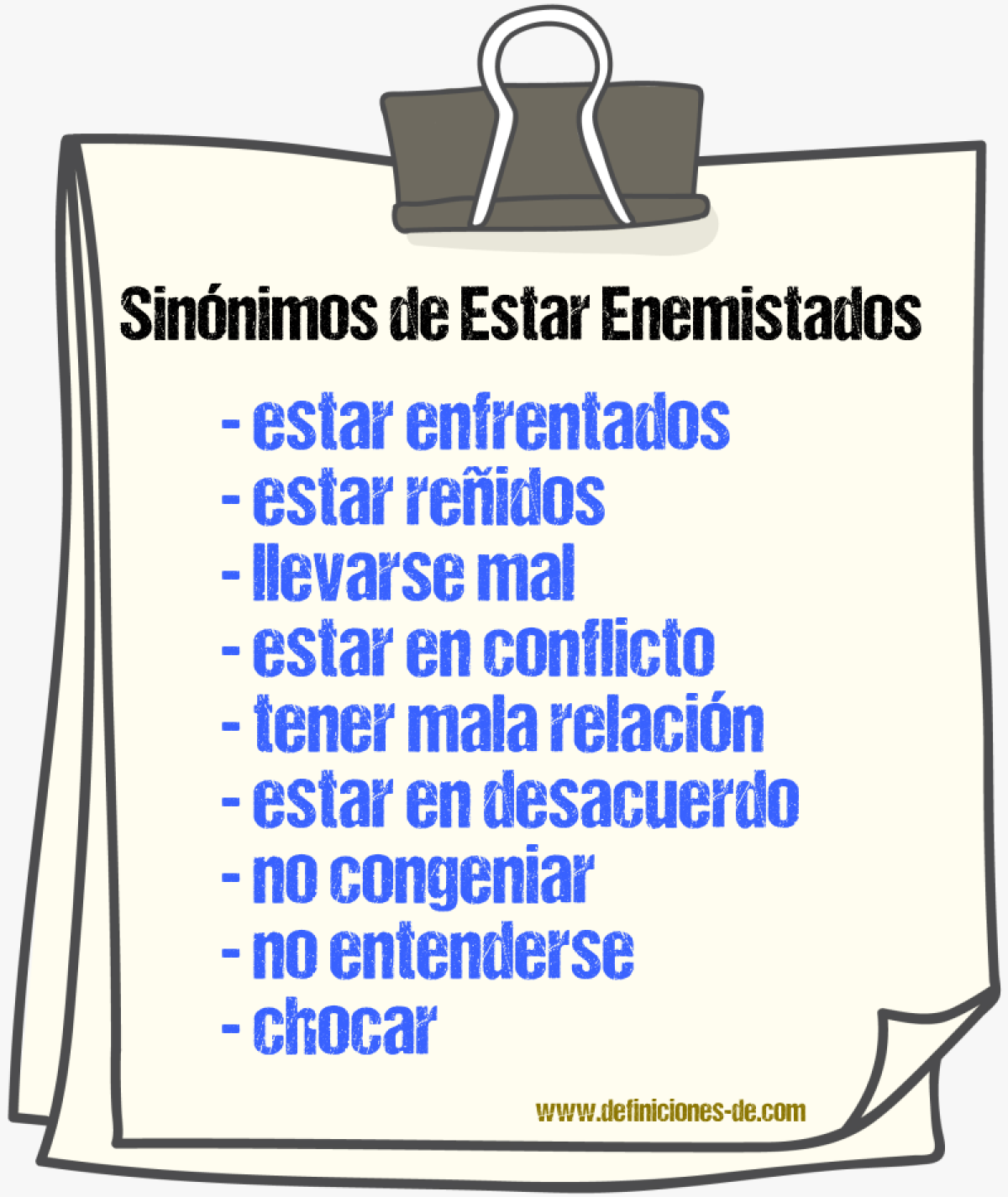 Sinónimos de estar enemistados