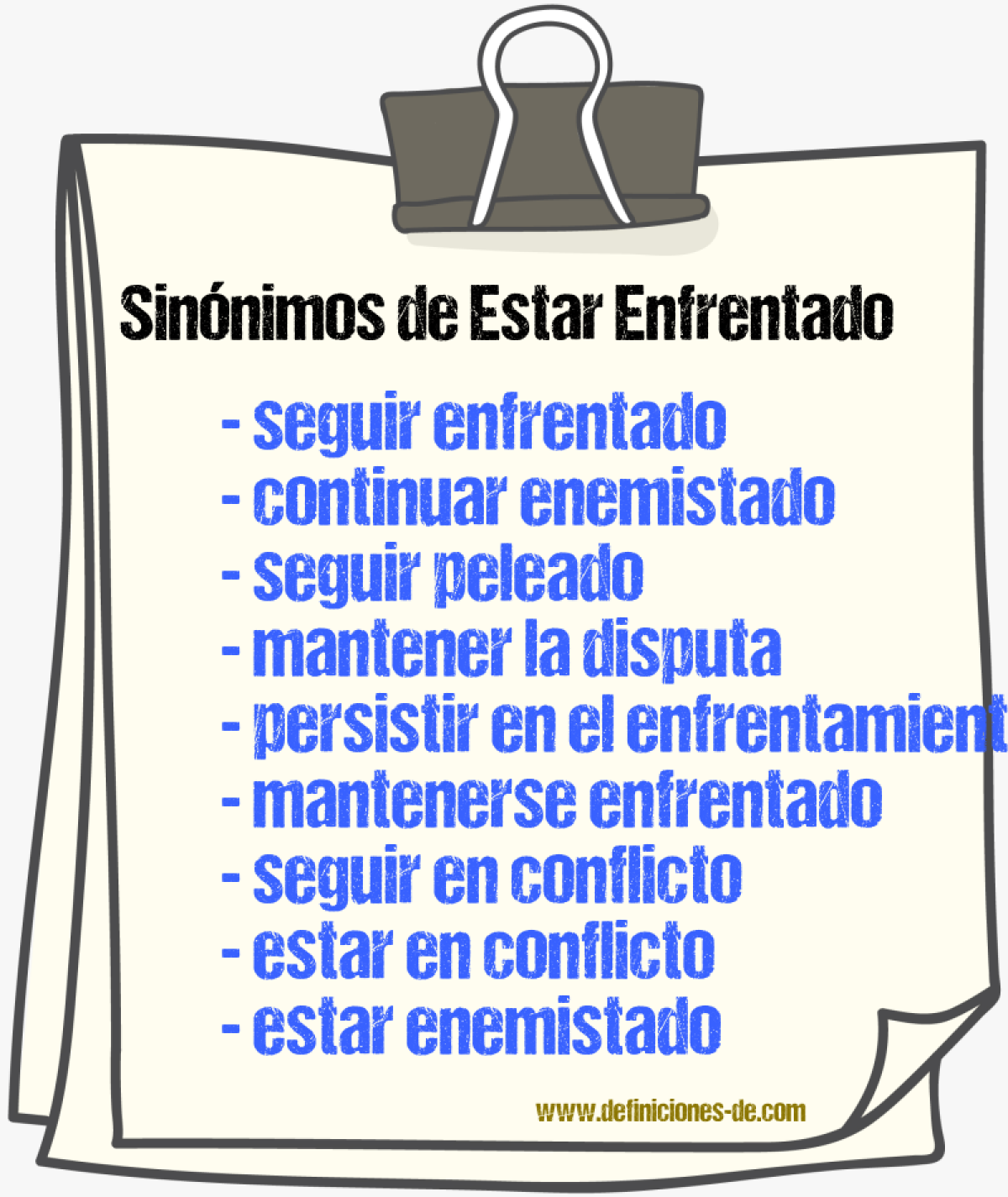 Sinónimos de estar enfrentado