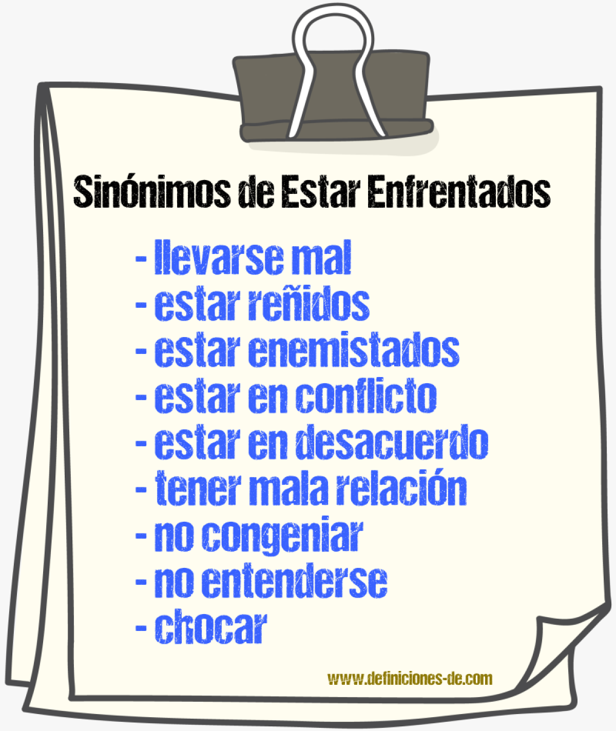 Sinónimos de estar enfrentados