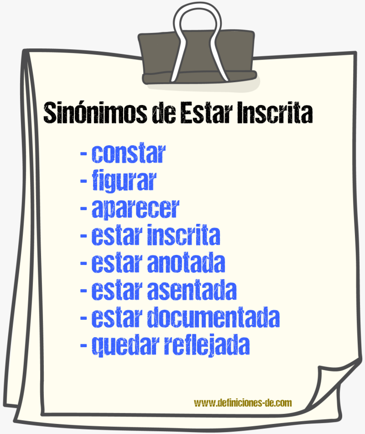 Sinónimos de estar inscrita