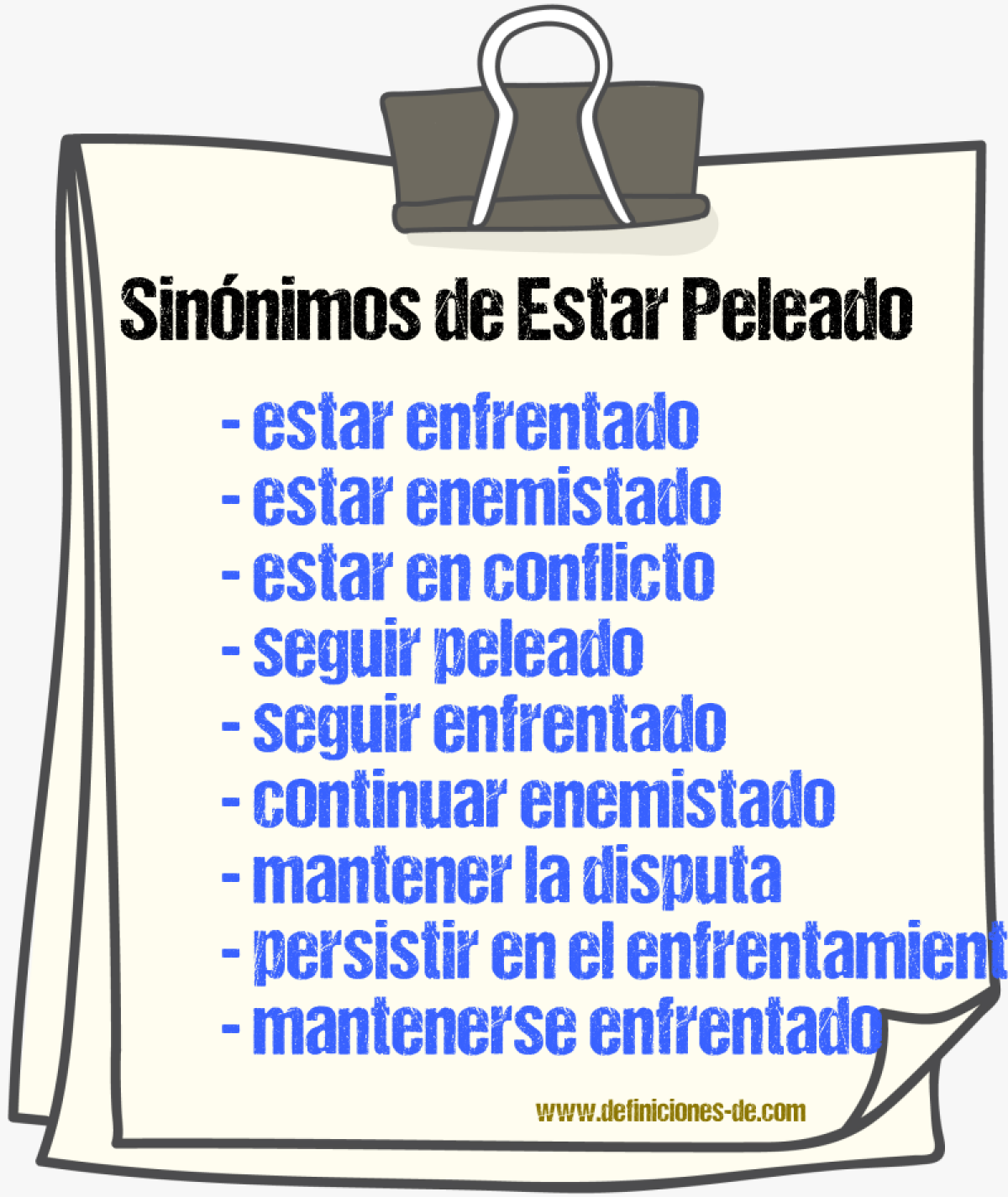 Sinónimos de estar peleado