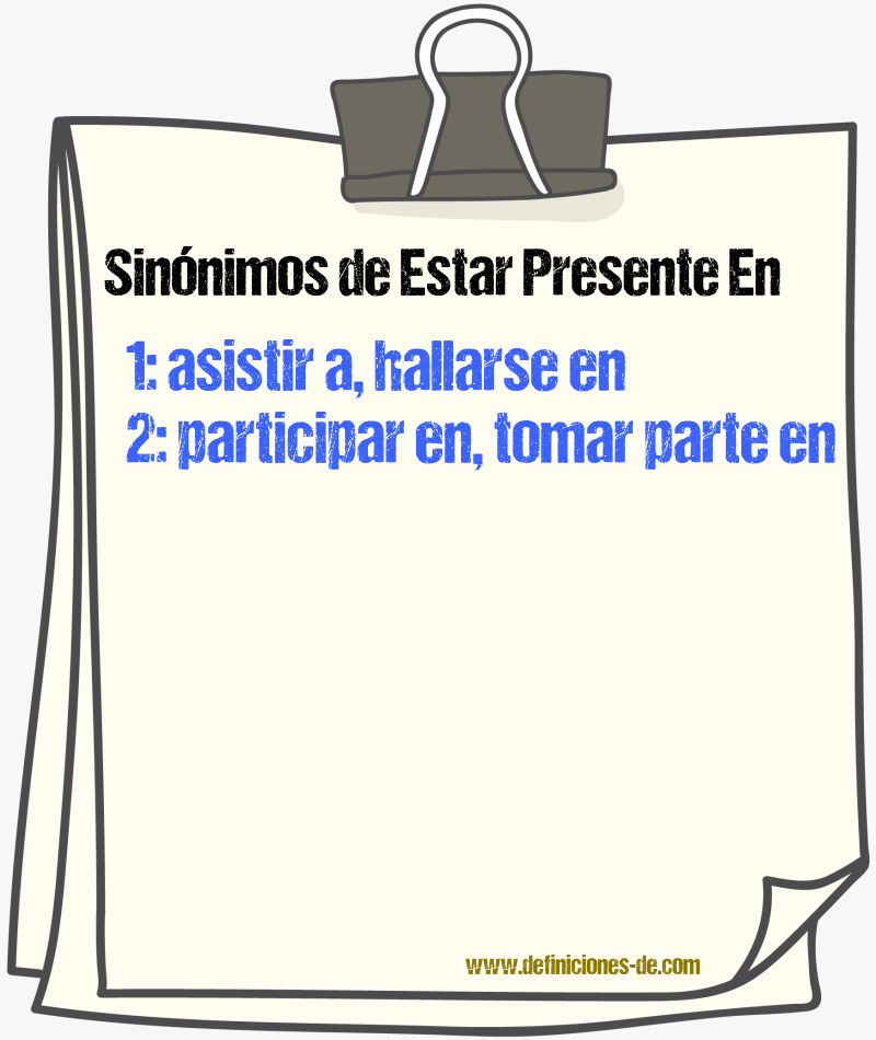 Sinónimos de estar presente en