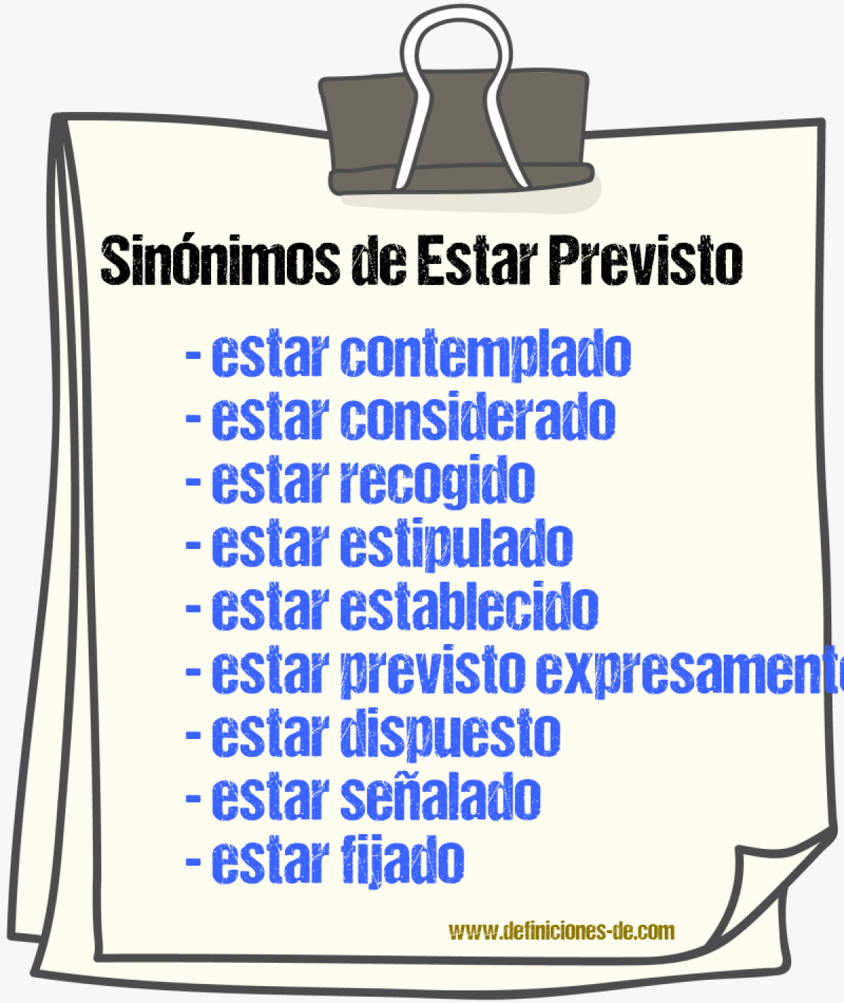 Sinónimos de estar previsto