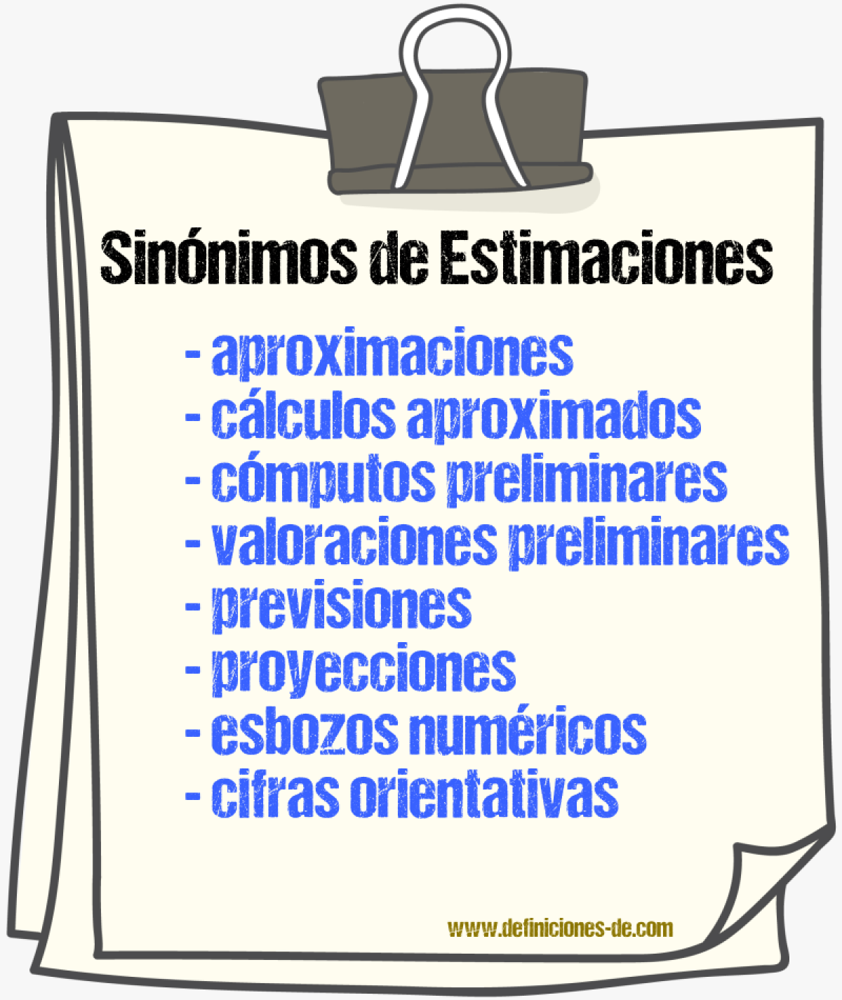 Sinónimos de estimaciones