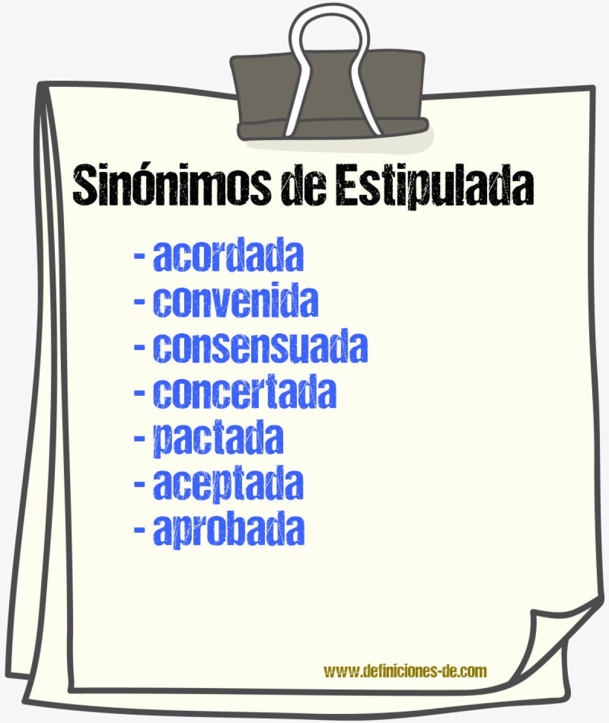 Sinónimos de estipulada