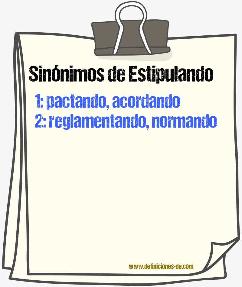 Sinónimos de estipulando
