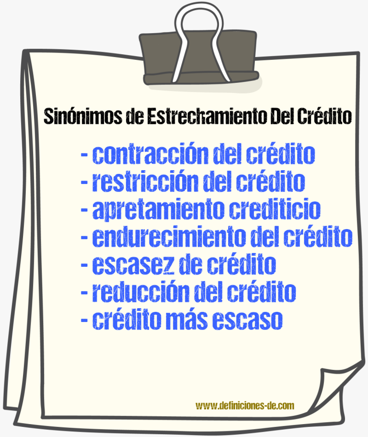 Sinónimos de estrechamiento del crédito