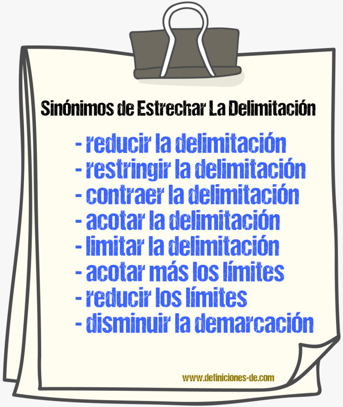 Sinónimos de estrechar la delimitación