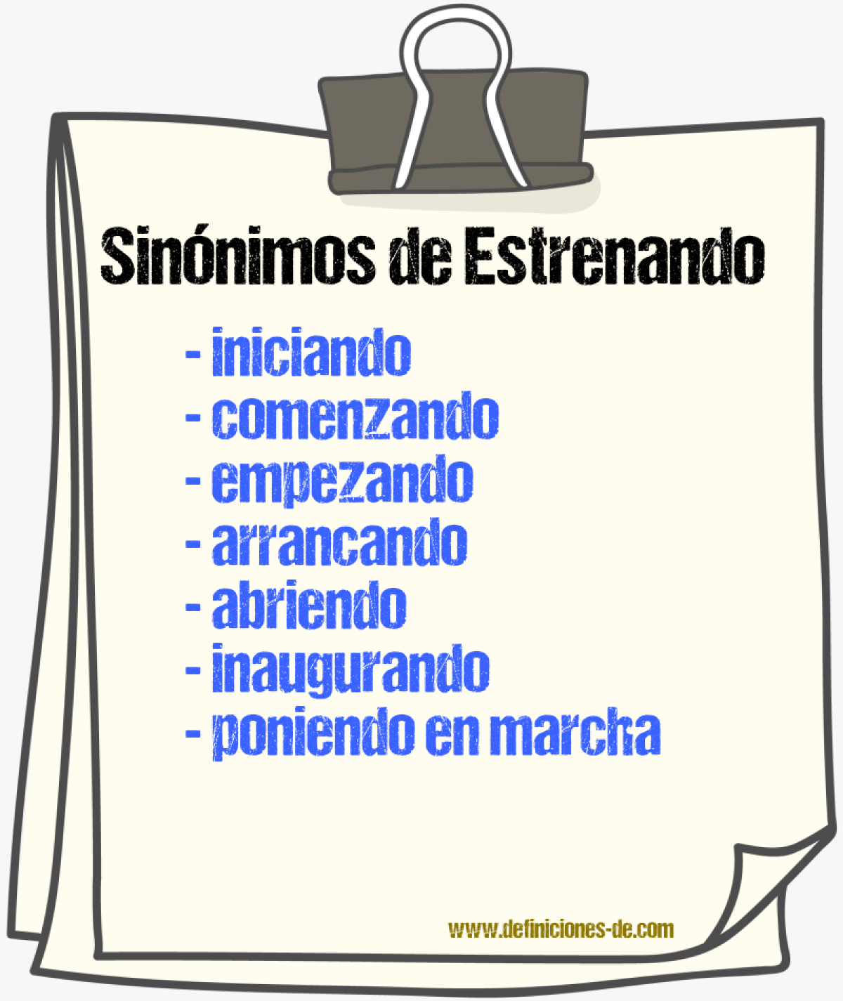 Sinónimos de estrenando