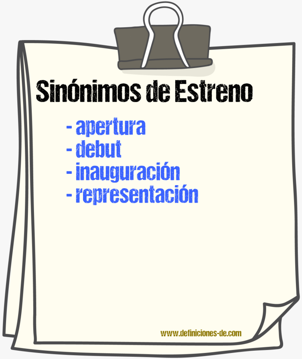 Sinnimos de estreno