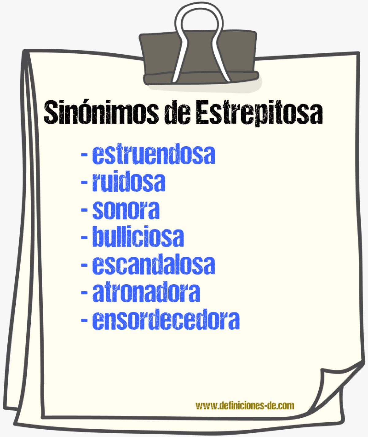 Sinónimos de estrepitosa