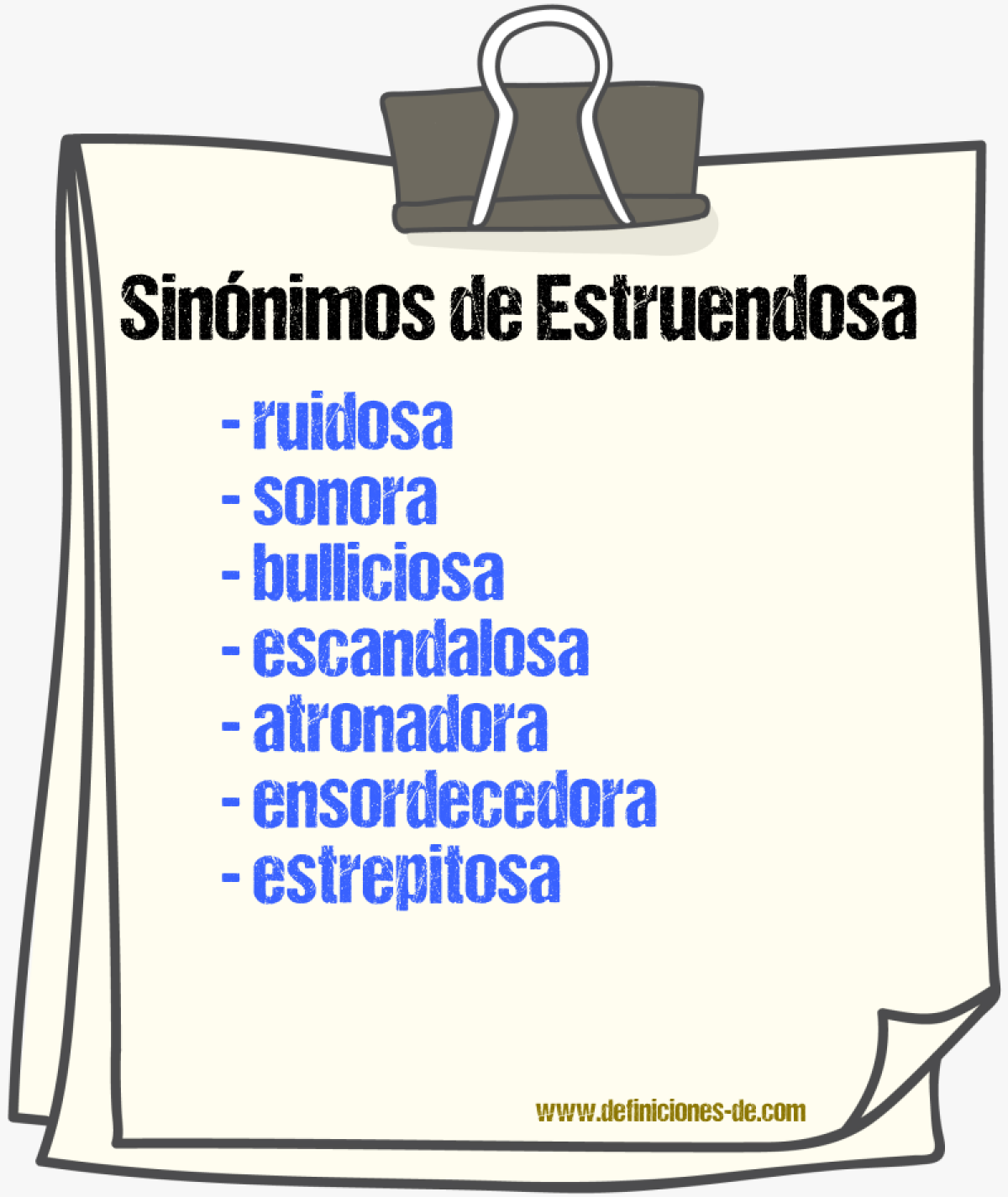 Sinónimos de estruendosa