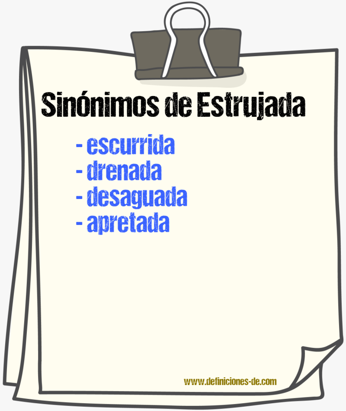Sinónimos de estrujada