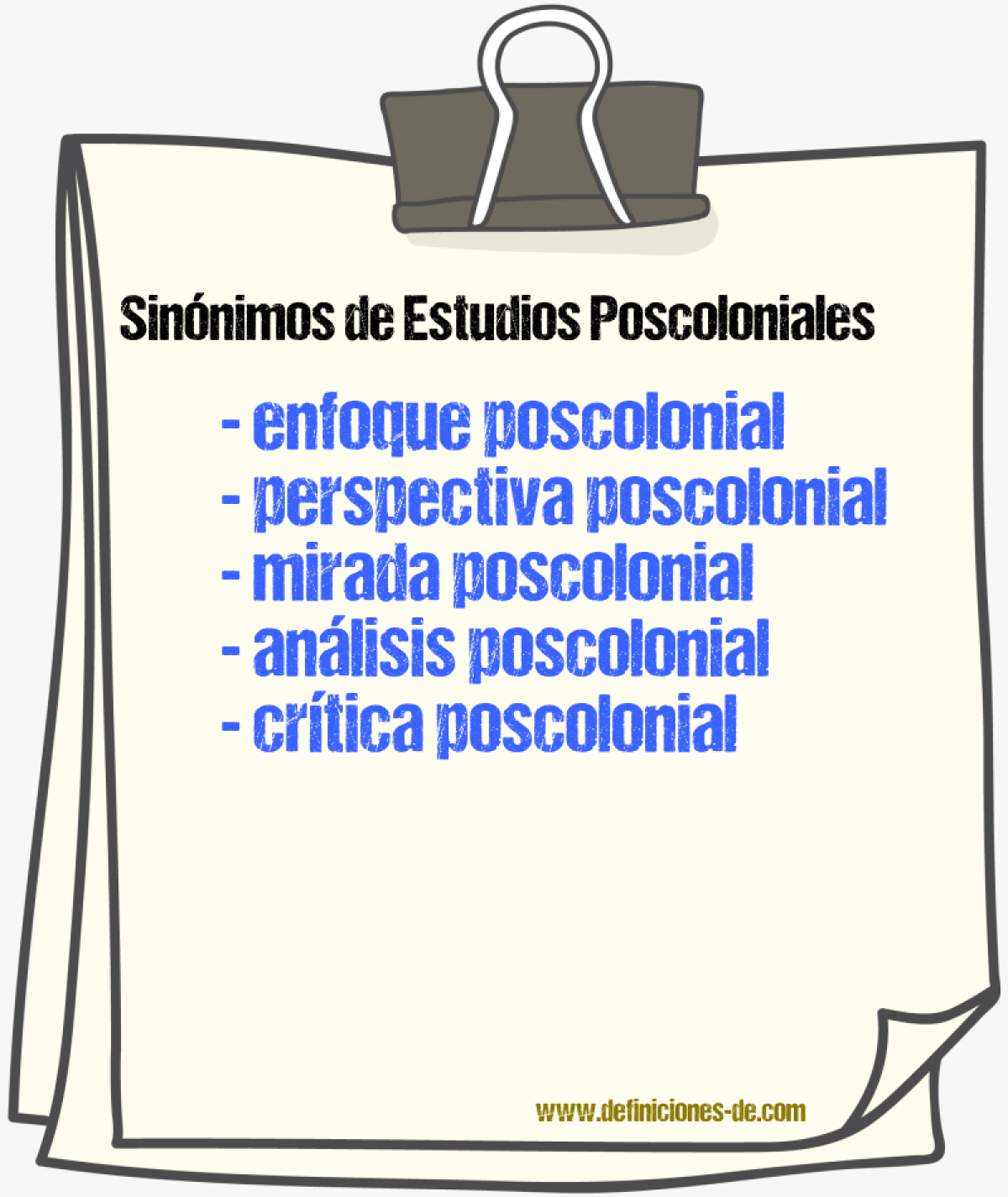 Sinónimos de estudios poscoloniales
