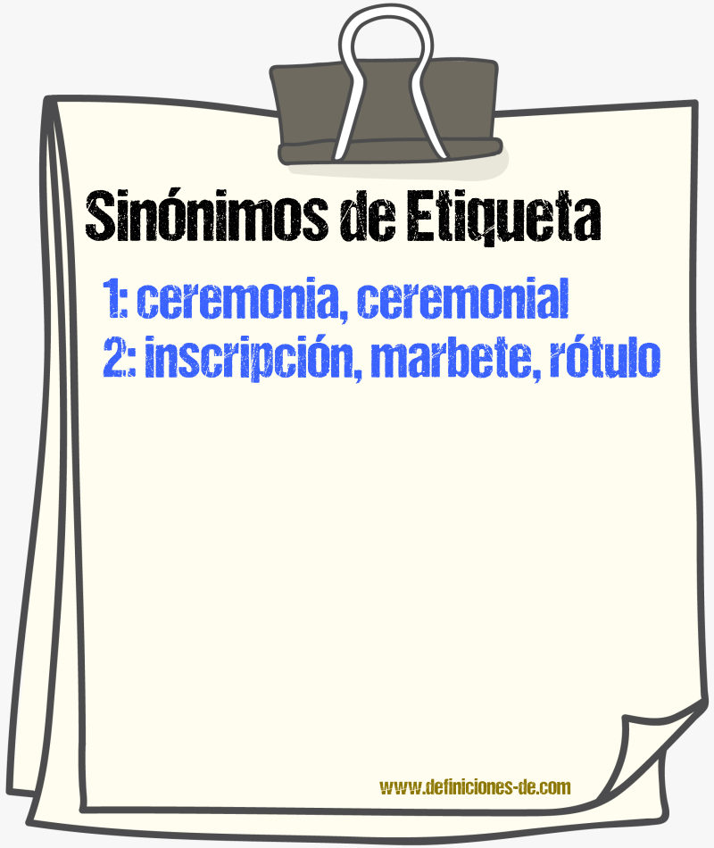 Sinnimos de etiqueta