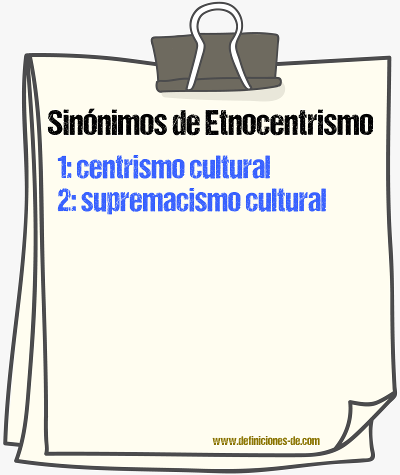 Sinónimos de etnocentrismo