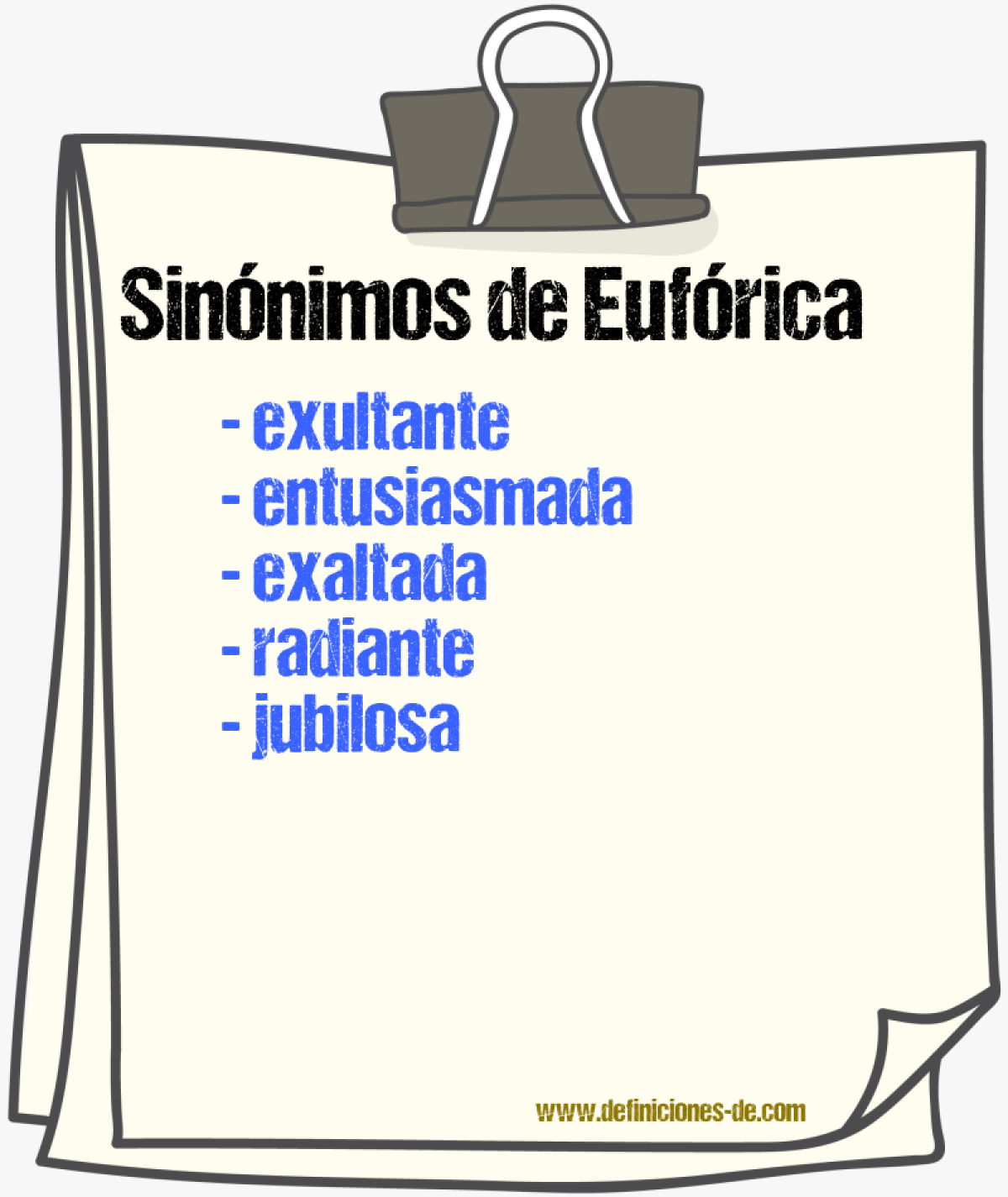 Sinónimos de eufórica
