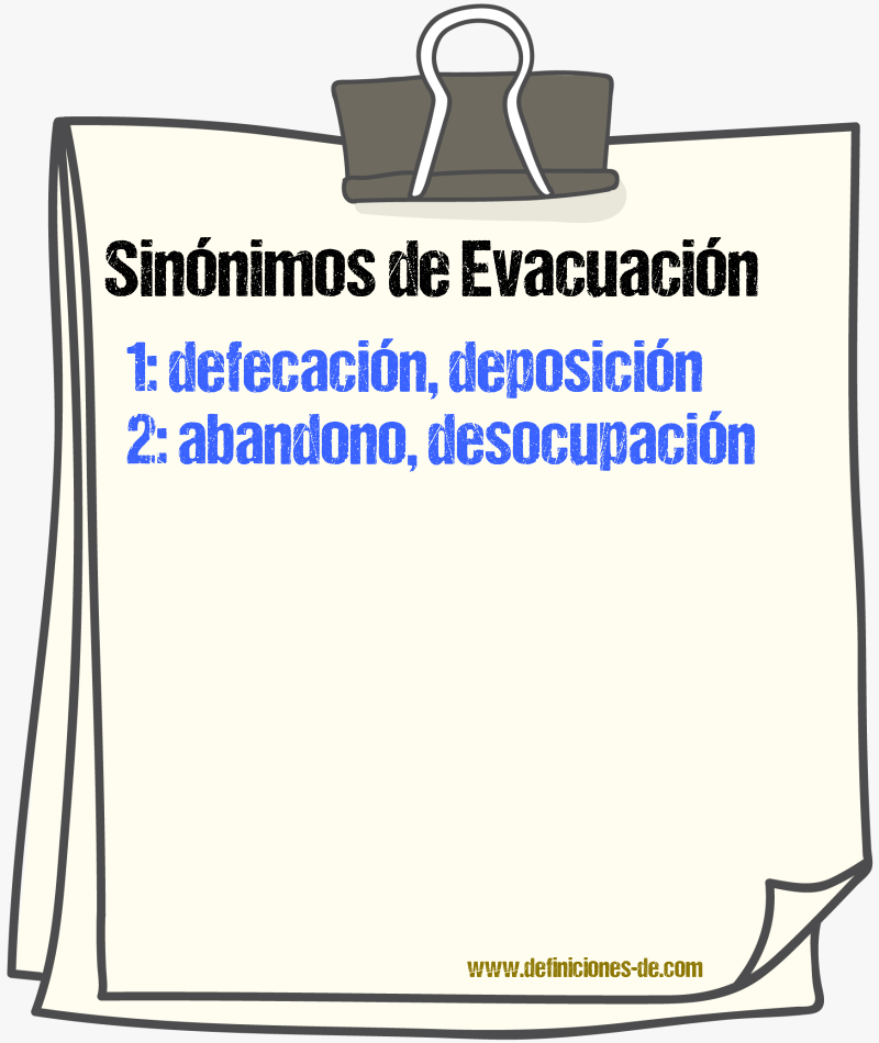 Sinónimos de evacuación