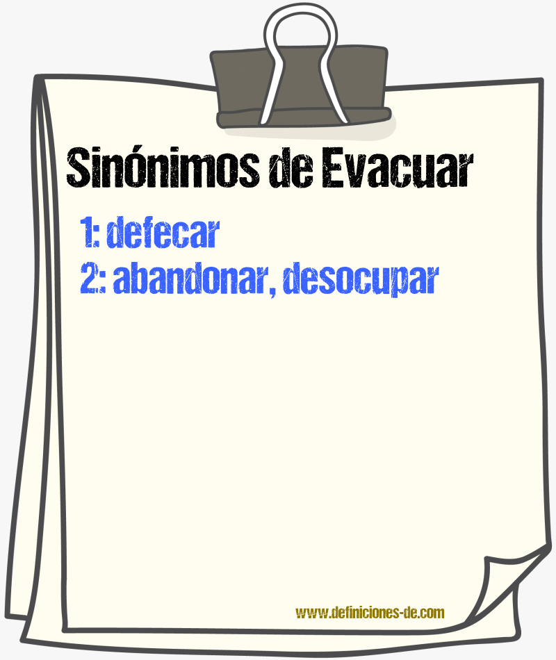 Sinnimos de evacuar