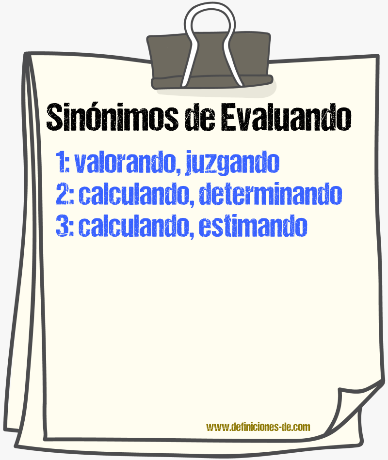 Sinónimos de evaluando
