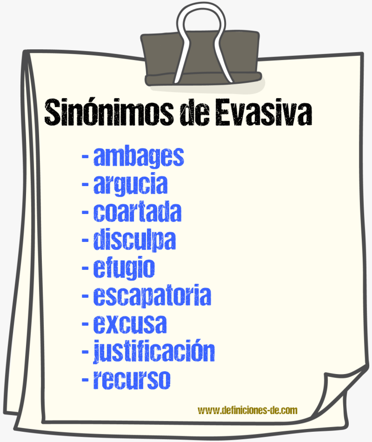 Sinnimos de evasiva