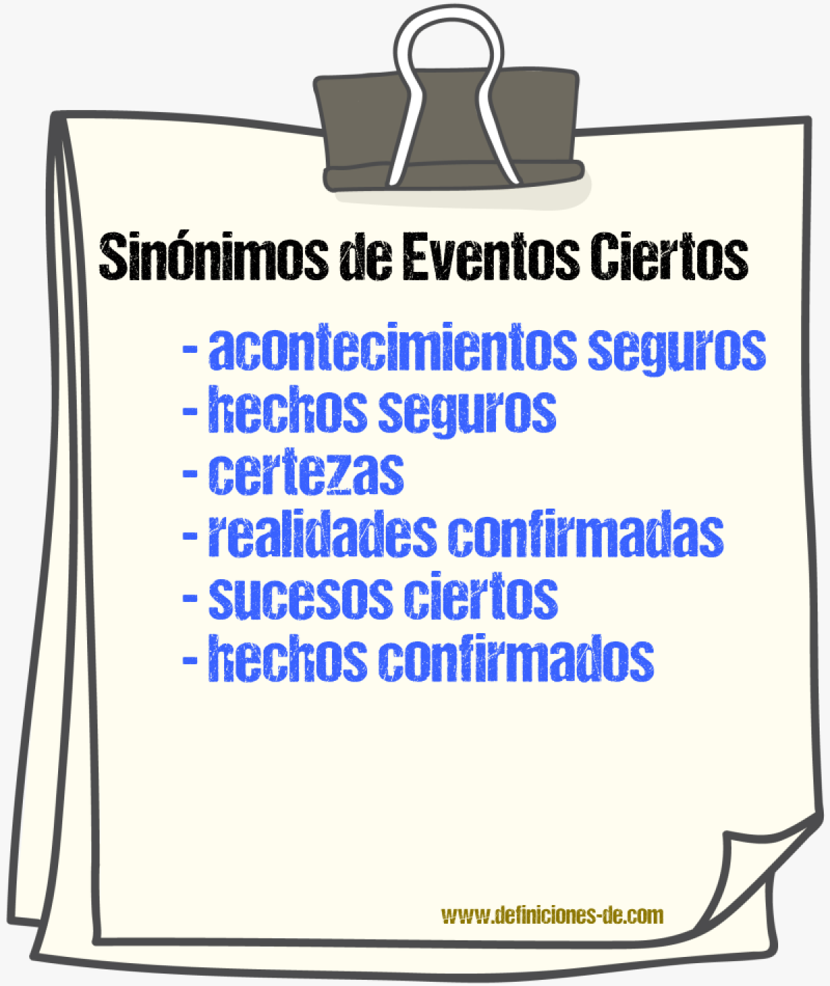 Sinónimos de eventos ciertos