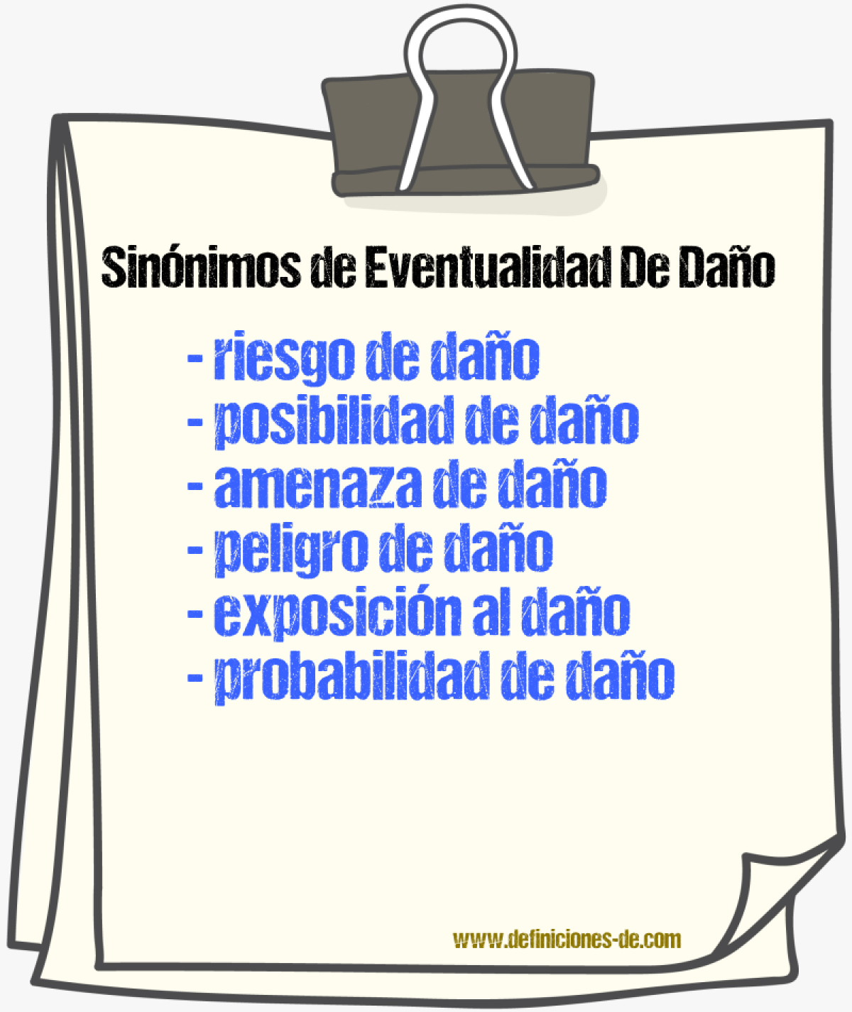 Sinónimos de eventualidad de daño