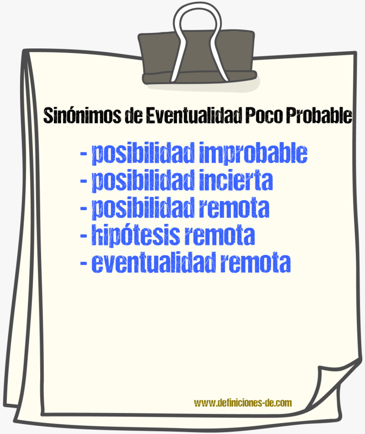 Sinónimos de eventualidad poco probable