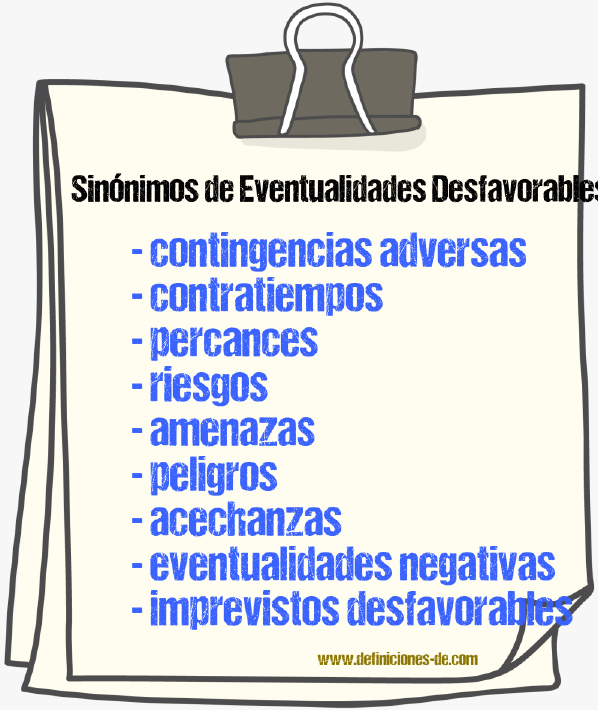 Sinónimos de eventualidades desfavorables