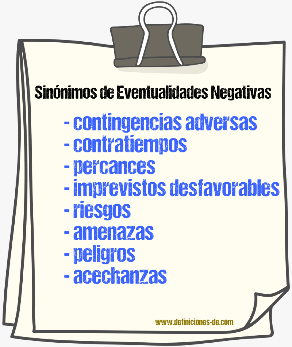 Sinónimos de eventualidades negativas