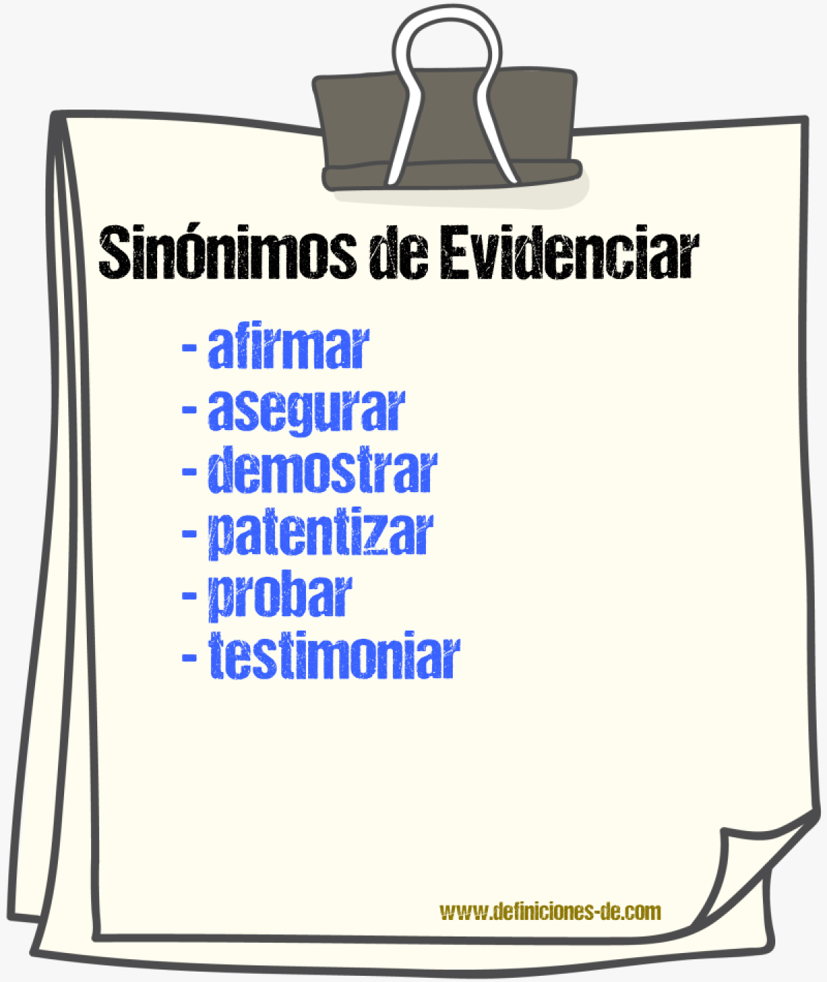 Sinnimos de evidenciar