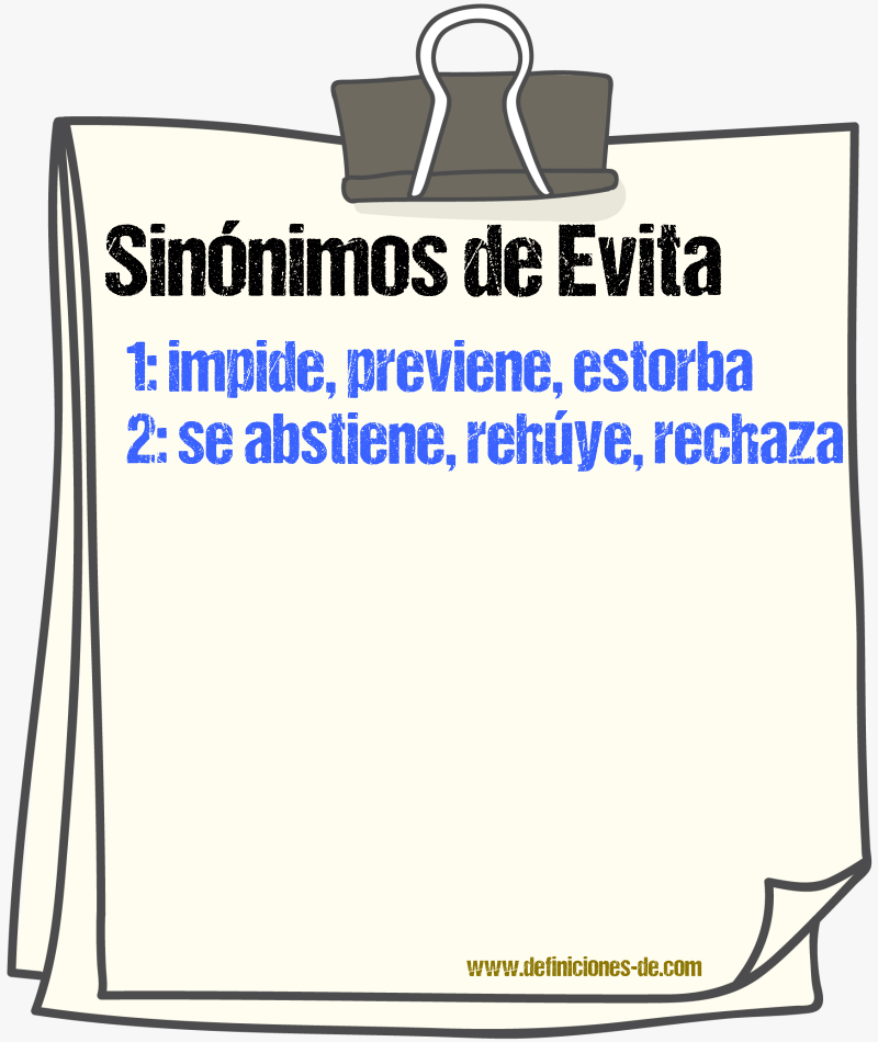 Sinónimos de evita