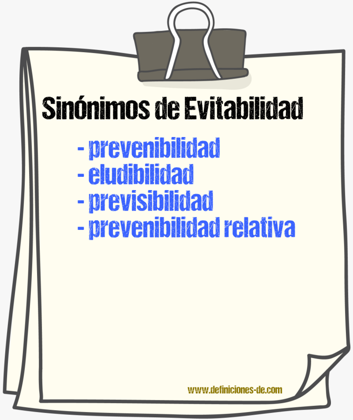 Sinónimos de evitabilidad