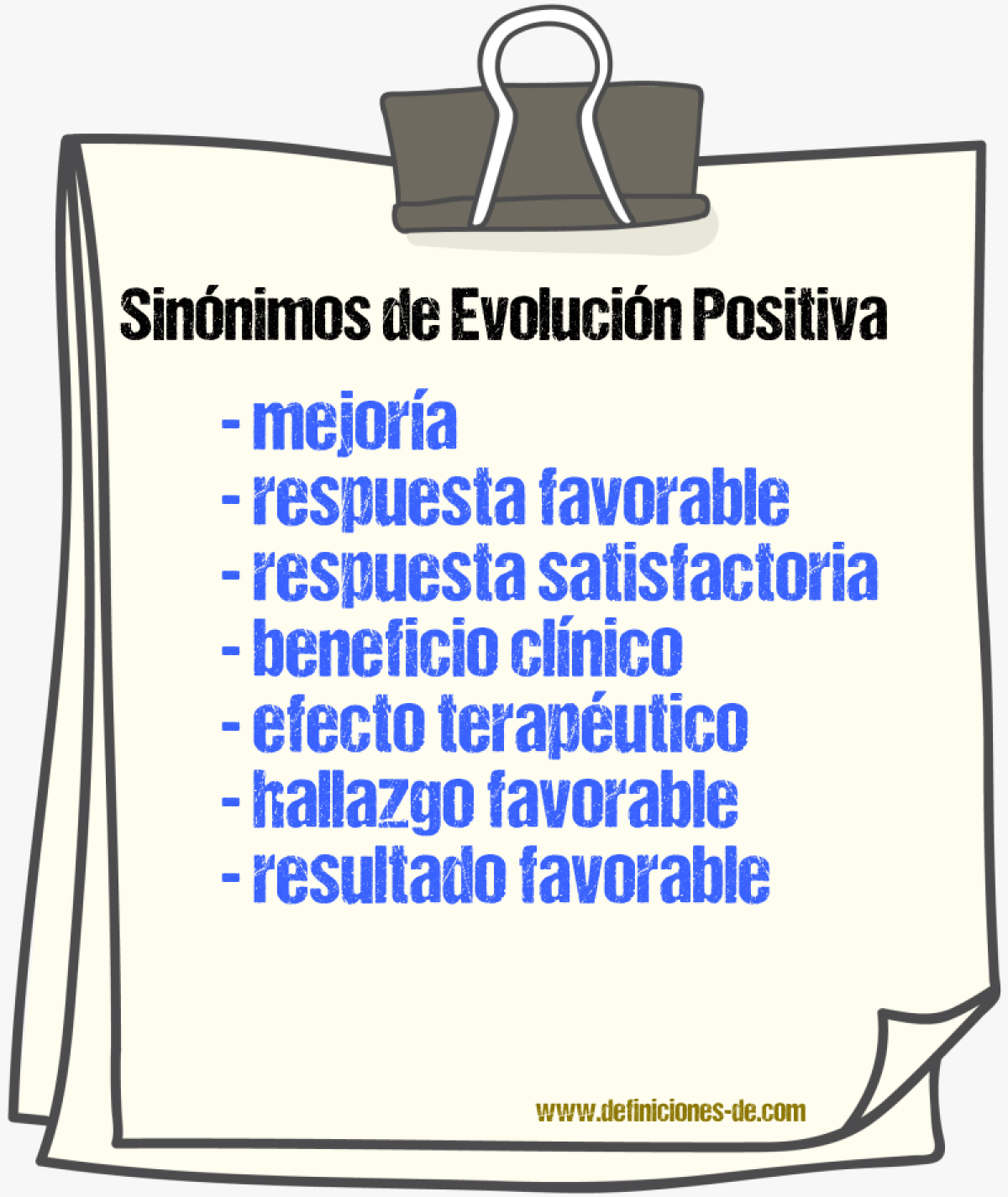 Sinónimos de evolución positiva