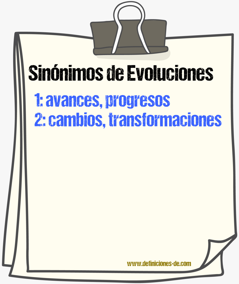 Sinónimos de evoluciones